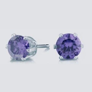 💗 Hypoallergenic Stainless Steel Purple Crystal Earrings 8mm NEW